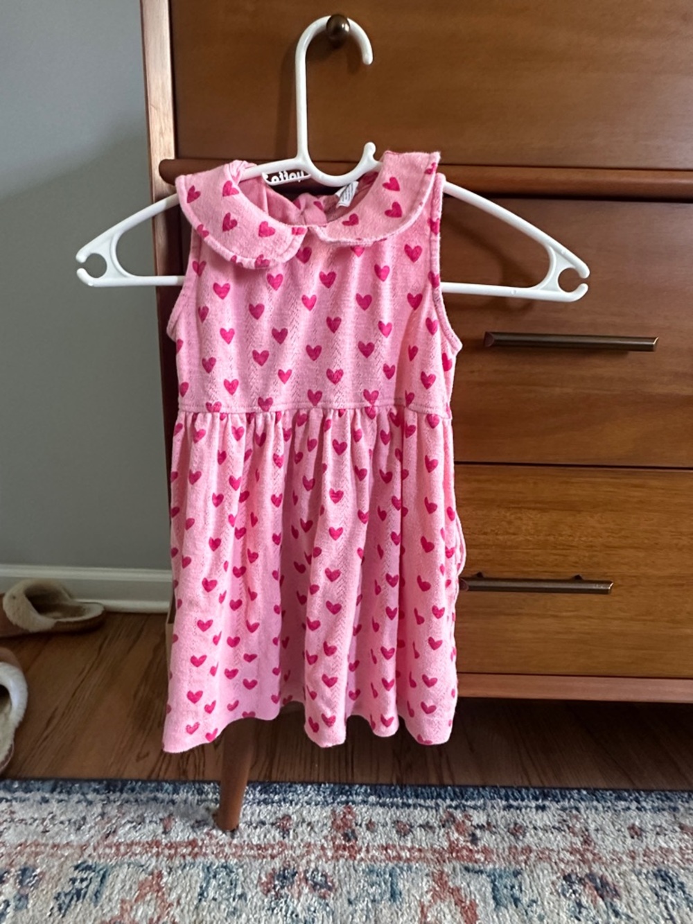 Kate Quinn, Pink Hearts Peter Pan Collar Dress, 100% organic cotton, 4T
